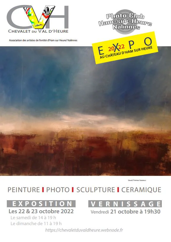 Affiche de l'exposition 2022, un paysage aux bruns et aux bleus.